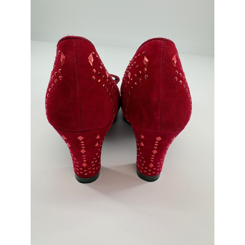Miss L Fire Poiret Red Glitter 1940s Rockabilly Heels US 9 EU 40 - Picture 4 of 9